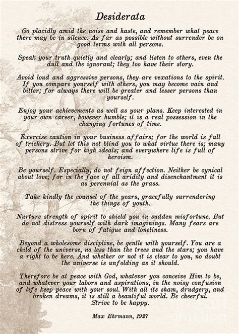 Prose Poem Desiderata by Max Ehrmann Photograph by Olga Hamilton - Pixels