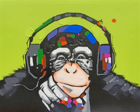 Monkey Wearing Headphones Paint By Numbers - Numeral Paint Kit