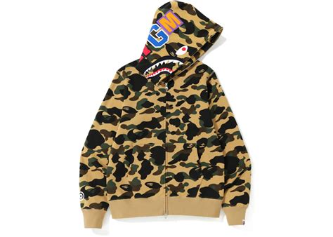 BAPE 1st Camo Shark Zip Hoodie Misted Yellow Men's - SS21 - US