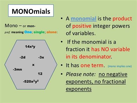 Intro to monomials