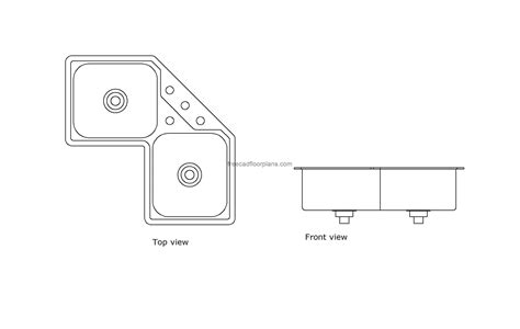 Corner Kitchen Sink, AutoCAD Block - Free Cad Floor Plans