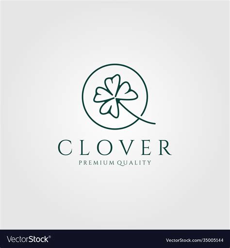 Clover logo vintage line art design Royalty Free Vector