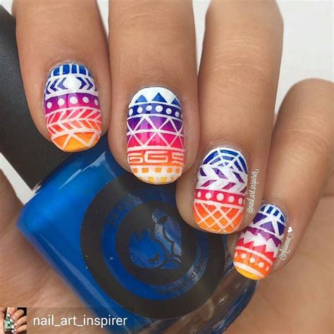 84 Cute & Colorful Tribal Nail Art Designs For Summer 2017 - Blurmark