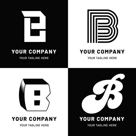 Black and White Letter B Logo Set 2964121 Vector Art at Vecteezy