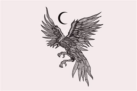 Hand Drawn Raven Flying Graphic by krustovin · Creative Fabrica