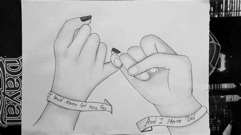 Two Best Friends Holding Hands Drawing