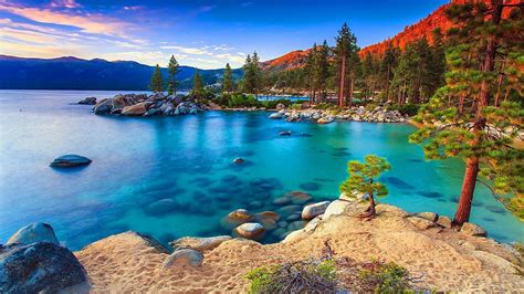 #nevada lake tahoe #water #nature #lake sierra nevada #sky #coast #shore #tree #mountain mount ...