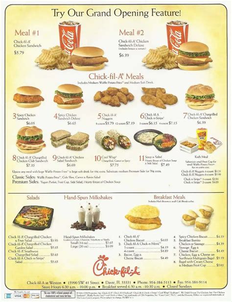 Chick-fil-A Menu, Menu for Chick-fil-A, Davie, Miami - Urbanspoon/Zomato