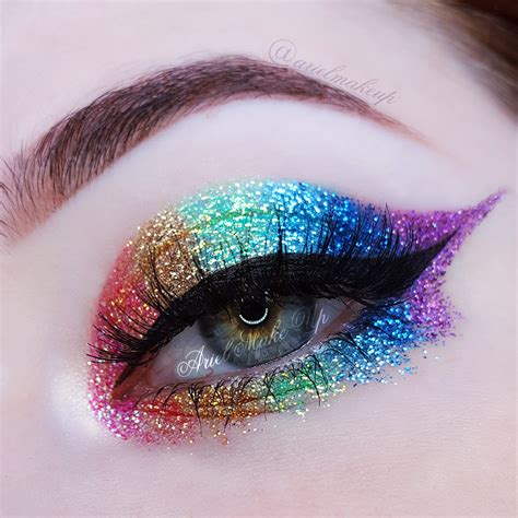 Rainbow Glitter Eye Makeup