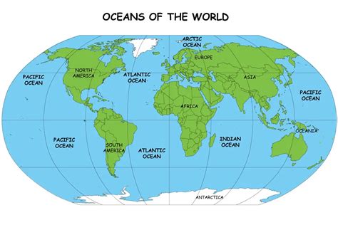 All about Oceans of the World Fun Earth Science Facts for Kids - a Map of the Oceans of the ...