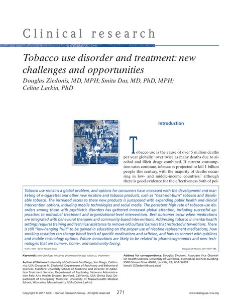 (PDF) Tobacco use disorder and treatment: New challenges and opportunities