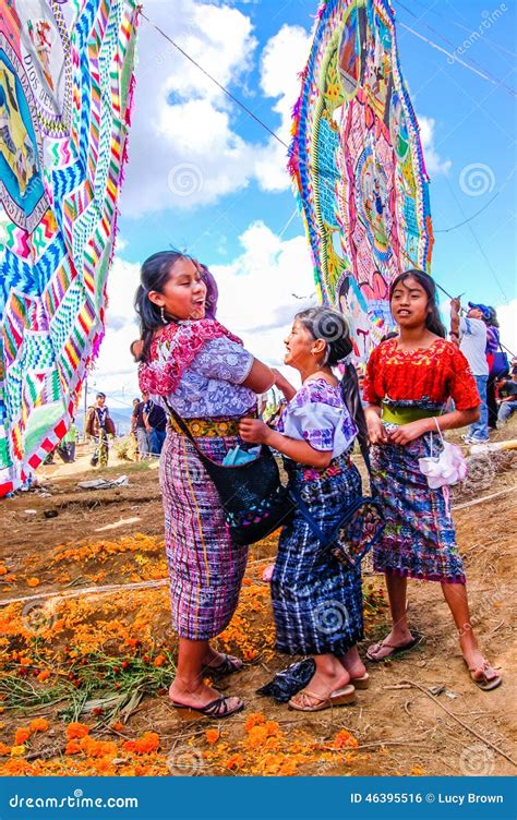 Locals Fly Kites In Cemetery, Giant Kite Festival, Santiago Sacatepequez, Guatemala Editorial ...