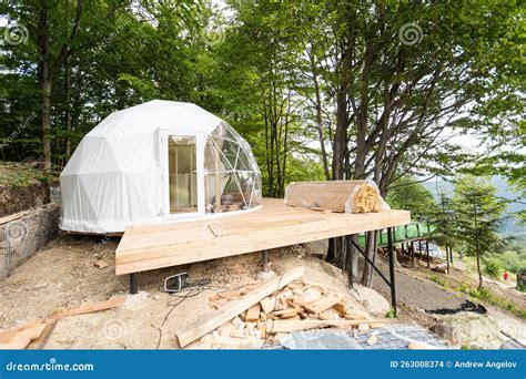 The Process of Installing a Prefabricated Frame Tent for Outdoor Events Stock Photo - Image of ...