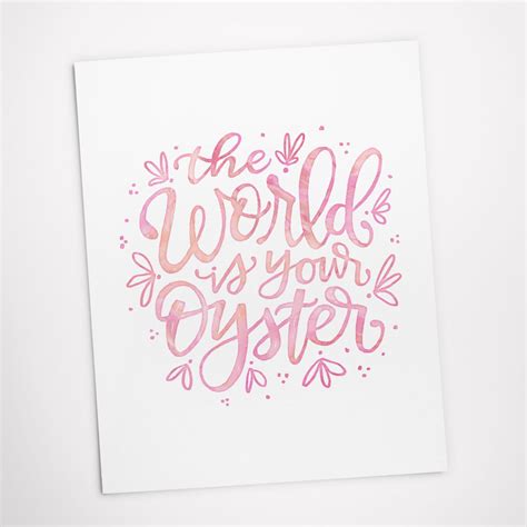 Printable Art the World is Your Oyster Inspirational Quote - Etsy