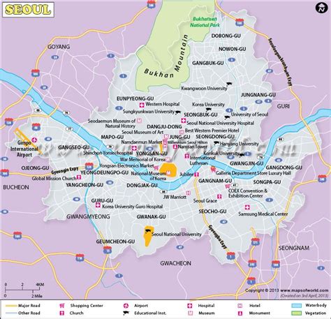 Seoul Map | Map of Seoul City, South Korea | Seoul map, Korea map, Seoul