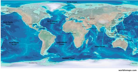 World Map With Oceans Labeled