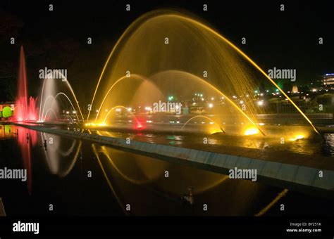 Illuminated fountains at Brindavan Gardens in Mysore India Stock Photo ...