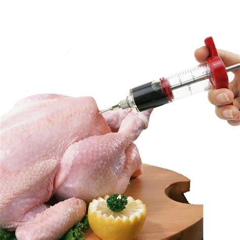 New 1 Pcs Meat Injector Marinade Injector Flavor Syringe Food Grade Plastic BBQ Meat Turkey ...