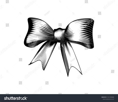 Monochrome Vintage Engraved Drawing Gift Ribbon Stock Vector (Royalty ...