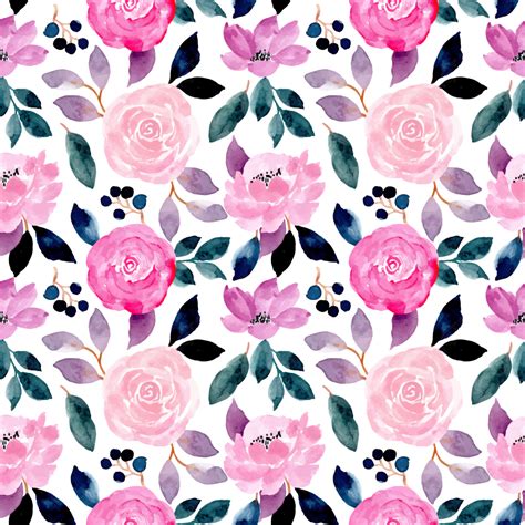 Pink Flower Watercolor Seamless Pattern Background, Wallpaper, Pattern ...