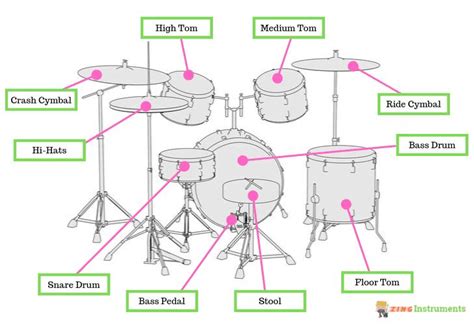 Drums Anatomy - Parts of a Drum Set Explained | Drum lessons, Learn drums, Drum set