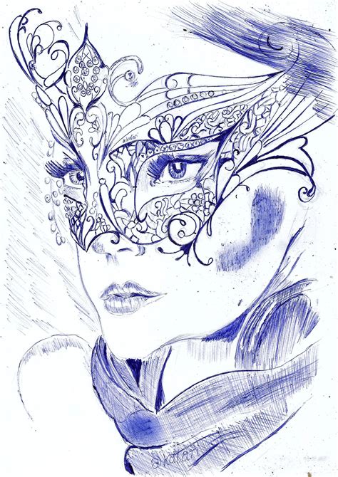 Venetian Mask Drawing at PaintingValley.com | Explore collection of ...