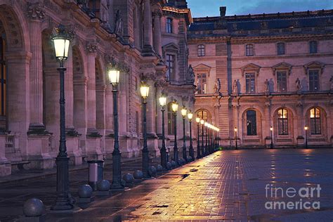 Paris Louvre Museum Street Lanterns Night Landscape - Louvre Museum ...