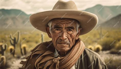 Premium Photo | Senior cowboy rancher looking at camera in rural ...