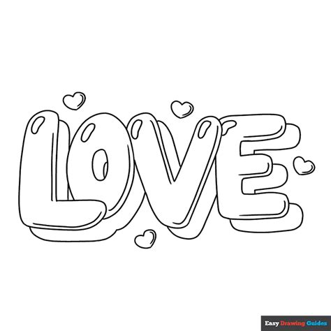 Love in Bubble Letters Coloring Page | Easy Drawing Guides