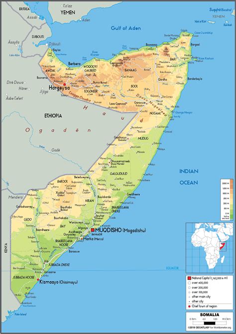 Somalia Map (Physical) - Worldometer