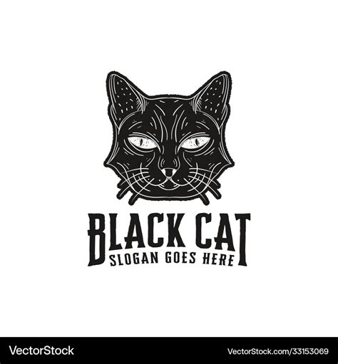 Hand drawn black cat logo template Royalty Free Vector Image