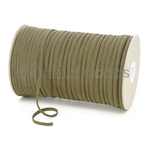 4mm 6 Cord Khaki Flat Braided Elastic - Kalsi Cords UK Manufacturers