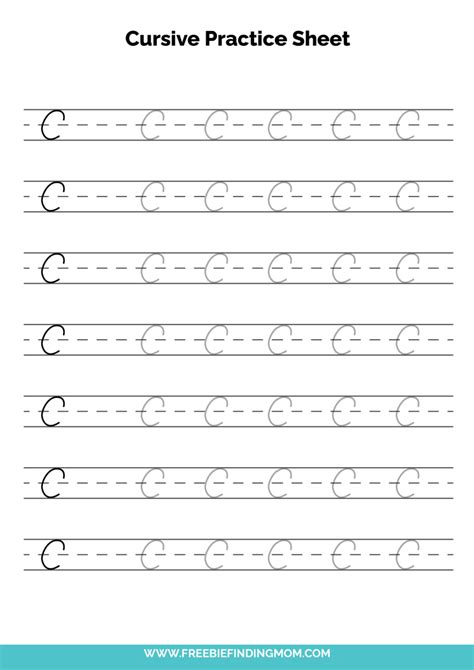 Free Printable Cursive Alphabet Practice Sheets: Capital C