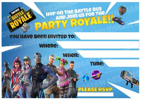 Downloadable Free Printable Fortnite Invitations