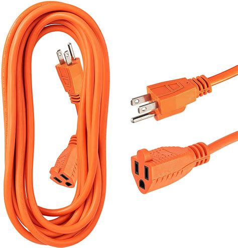 Indoor Outdoor Extension Cord 18 Feet, Orange, 1 Outlet, 3 Prong, 16 Gauge Cable, Heavy Duty ...