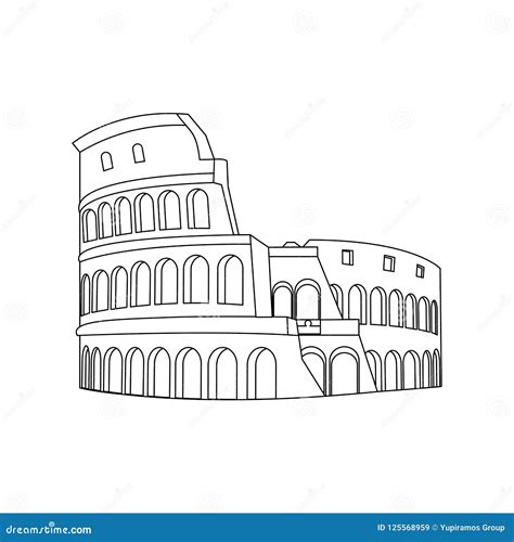 Line Medieval Coliseum Rome Architecture Design Stock Vector - Illustration of protection ...