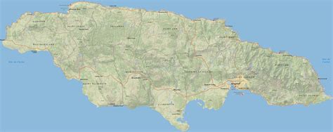 Mapa Físico da Jamaica