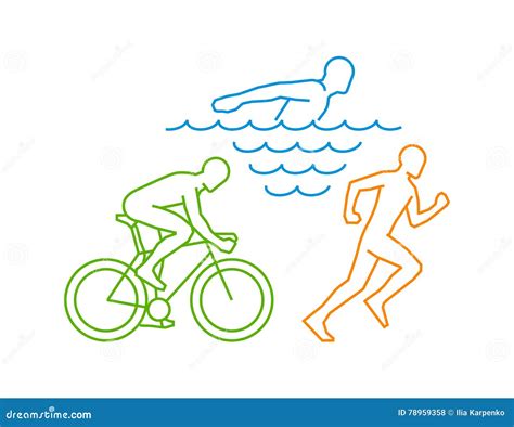 Vector triathlon logo. stock illustration. Illustration of competition ...