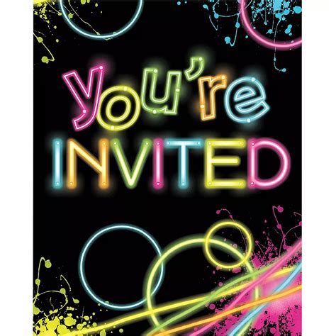 Neon Party Invitations 8ct | Party City