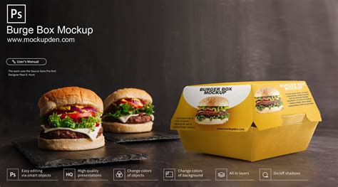 Free Burger Box Mockup PSD Template - Mockup Den