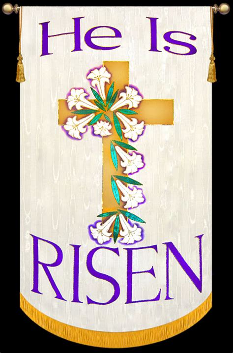 He is Risen - Cross on White - Easter Sunday Banner - Christian Banners ...