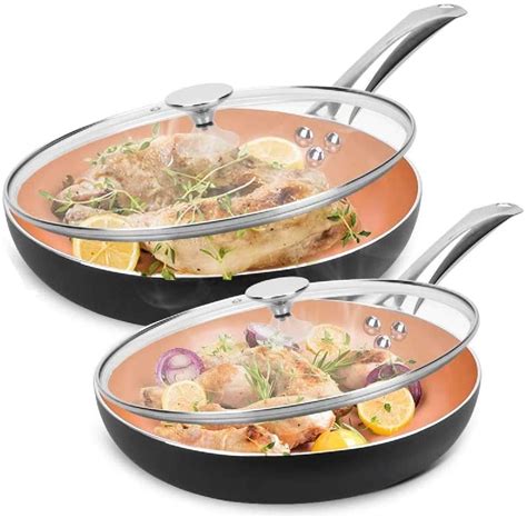 CSK 10"+12" Nonstick Frying Pan Sets with Lids - Ceramic Coating, 100% APEO & PFOA-Free, Oven ...