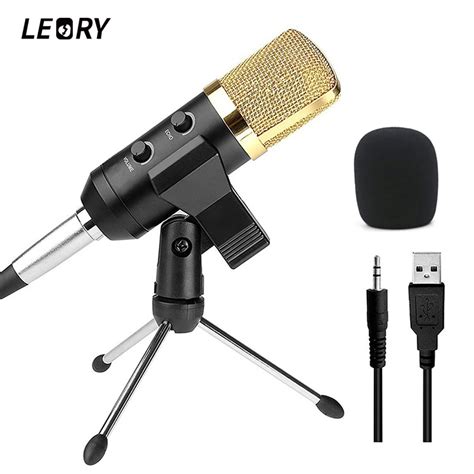 LEORY Professional USB Condenser Microphone With Stand Mount For Recording Radio Studio ...