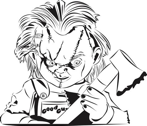 Scary Chucky Coloring Page - Free Printable Coloring Pages for Kids