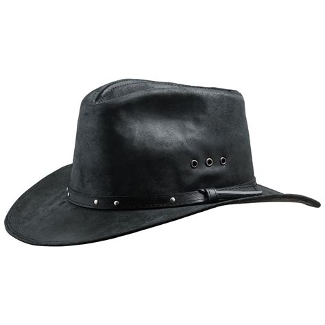 BUCKAROO Genuine Leather Western Cowboy Hat Outback Rodeo Old West Cattleman Rancher Cowman High ...