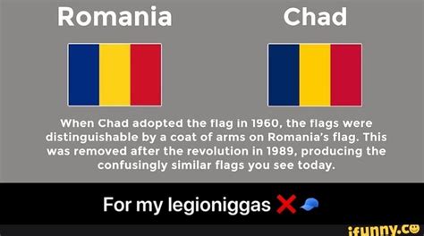 Romania Chad When Chad adopted the flag in 1960, the flags were ...