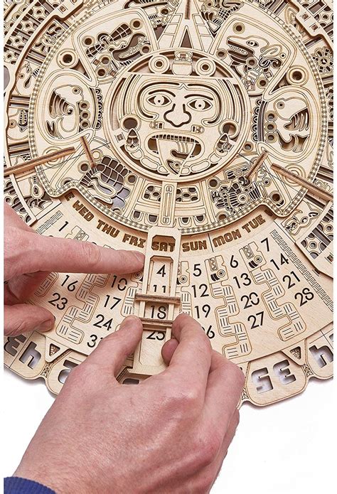 A Beautiful Wooden Mayan Calendar Mechanical Puzzle