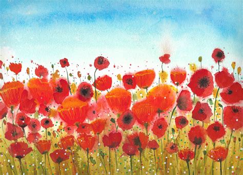 Poppy Field Wall Art, Floral Fine Art Print, Flower Painting by Helen Whitmore - Etsy