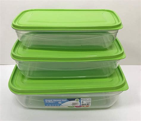 All For You Plastic Food Storage Container Set with lids BPA free Clear Made in Turkey (Green ...