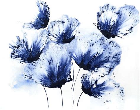 Watercolor Floral, Blue Flower Painting, Original Art, Abstract Flowers | Blue flower painting ...